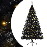 Albero di Natale artificiale con luci integrate Nero 180 cm PVC