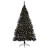 Albero di Natale artificiale con luci integrate Nero 180 cm PVC