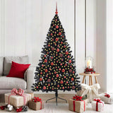 Albero di Natale artificiale con luci integrate Nero 180 cm PVC