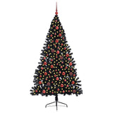 Albero di Natale artificiale con luci integrate Nero 180 cm PVC