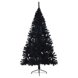 Albero di Natale artificiale con luci integrate Nero 180 cm PVC