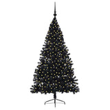 Albero di Natale artificiale con luci integrate Nero 180 cm PVC