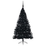 Albero di Natale artificiale con luci integrate Nero 180 cm PVC