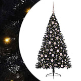 Albero di Natale artificiale con luci integrate Nero 180 cm PVC