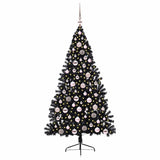 Albero di Natale artificiale con luci integrate Nero 180 cm PVC