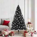 Albero di Natale artificiale con luci integrate Nero 180 cm PVC