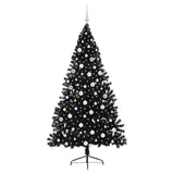 Albero di Natale artificiale con luci integrate Nero 180 cm PVC