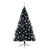 Albero di Natale artificiale con luci integrate Nero 180 cm PVC
