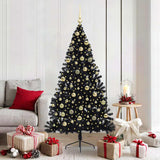 Albero di Natale artificiale con luci integrate Nero 180 cm PVC