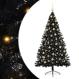 Albero di Natale artificiale con luci integrate Nero 180 cm PVC