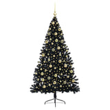 Albero di Natale artificiale con luci integrate Nero 180 cm PVC