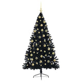 Albero di Natale artificiale con luci integrate Nero 180 cm PVC