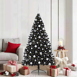 Albero di Natale artificiale con luci integrate Nero 180 cm PVC