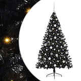Albero di Natale artificiale con luci integrate Nero 180 cm PVC