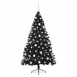 Albero di Natale artificiale con luci integrate Nero 180 cm PVC