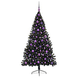 Albero di Natale artificiale con luci integrate Nero 180 cm PVC