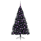 Albero di Natale artificiale con luci integrate Nero 180 cm PVC