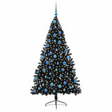 Albero di Natale artificiale con luci integrate Nero 180 cm PVC