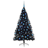 Albero di Natale artificiale con luci integrate Nero 180 cm PVC