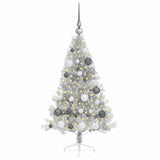 Albero di Natale artificiale con luci integrate Argento 120 cm