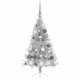 Albero di Natale artificiale con luci integrate Argento 120 cm