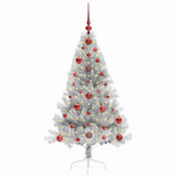 Albero di Natale artificiale con luci integrate Argento 120 cm