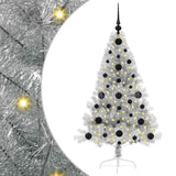 Albero di Natale artificiale con luci integrate Argento 120 cm