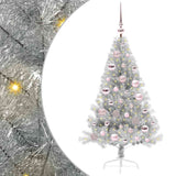 Albero di Natale artificiale con luci integrate Argento 120 cm