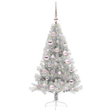 Albero di Natale artificiale con luci integrate Argento 120 cm