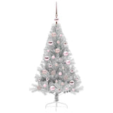 Albero di Natale artificiale con luci integrate Argento 120 cm
