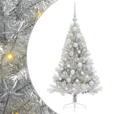 Albero di Natale artificiale con luci integrate Argento 120 cm