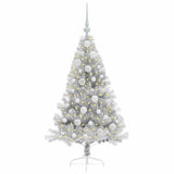 Albero di Natale artificiale con luci integrate Argento 120 cm