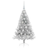 Albero di Natale artificiale con luci integrate Argento 120 cm