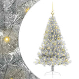 Albero di Natale artificiale con luci integrate Argento 120 cm