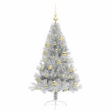 Albero di Natale artificiale con luci integrate Argento 120 cm