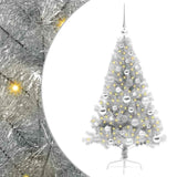 Albero di Natale artificiale con luci integrate Argento 120 cm