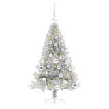 Albero di Natale artificiale con luci integrate Argento 120 cm