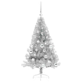 Albero di Natale artificiale con luci integrate Argento 120 cm