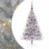 Albero di Natale artificiale con luci integrate Argento 120 cm