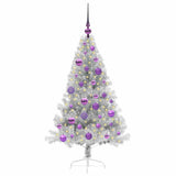 Albero di Natale artificiale con luci integrate Argento 120 cm