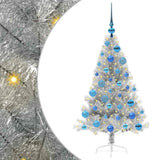 Albero di Natale artificiale con luci integrate Argento 120 cm