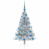 Albero di Natale artificiale con luci integrate Argento 120 cm