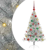 Albero di Natale artificiale con luci integrate Argento 120 cm