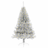Albero di Natale artificiale con luci integrate Argento 150 cm