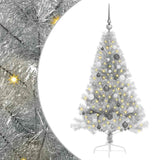 Albero di Natale artificiale con luci integrate Argento 150 cm