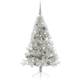 Albero di Natale artificiale con luci integrate Argento 150 cm