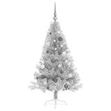 Albero di Natale artificiale con luci integrate Argento 150 cm