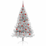 Albero di Natale artificiale con luci integrate Argento 150 cm