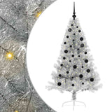 Albero di Natale artificiale con luci integrate Argento 150 cm