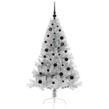 Albero di Natale artificiale con luci integrate Argento 150 cm